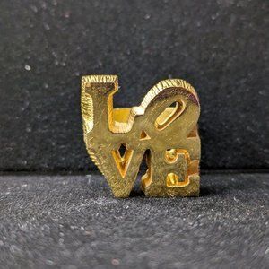 Vintage 1969 Robert Indiana "Love Ring" Pop Artist Gilded Brass Ring - size 6.5